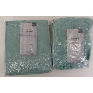 JCPenney Home Lara Rod Pocket Curtain Panels Mint Ash 50x84 Set of 2 (1 Open)